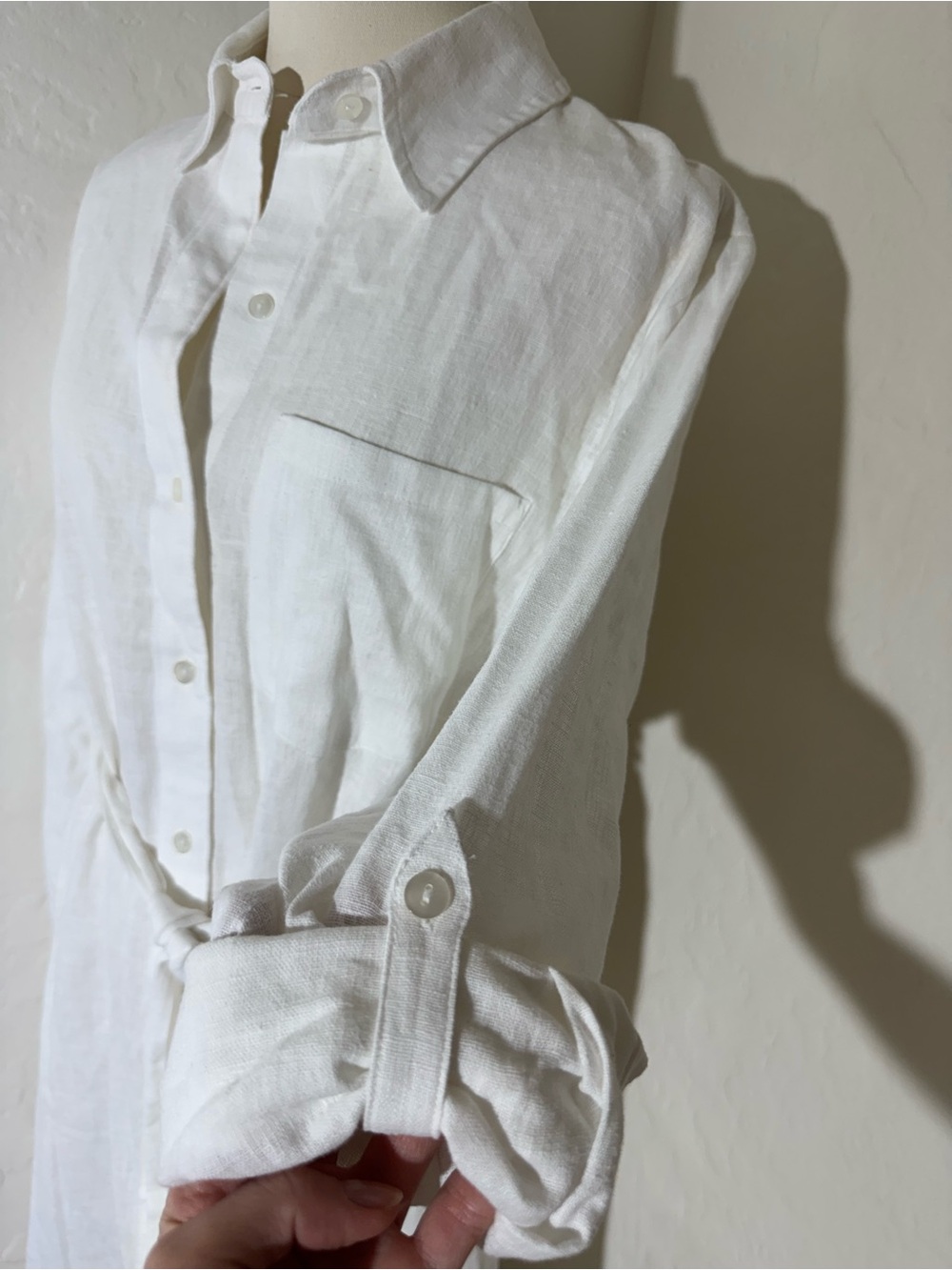 NWT Abercrombie & Fitch White Linen Blend Midi Shirt Dress Size M - Picture 5 of 11